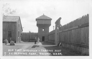 TACOMA WA~PT DEFIANCE PARK-FT NISQUALLY-TRADING POST~1940s REAL PHOTO POSTCARD