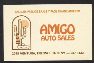 FRESNO CALIFORNIA AMIGO AUTO SALES CAR DEALER ADVERTISING POSTCARD