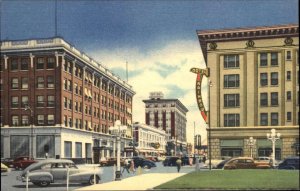 Great Falls Montana MT Rainbow Hotel Classic 1940s Cars Linen Vintage Postcard