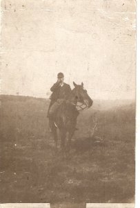Knight on horsebak  Old vintage French photo postcard