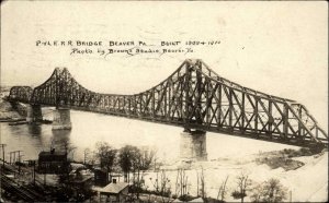 Beaver PA P&LE RR Train Bridge c1920 Real Photo Postcard