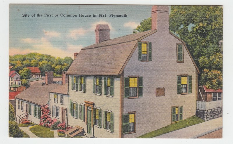 P2403,  vintage postcard site of 1st common house in 1621 plymouth mass unused