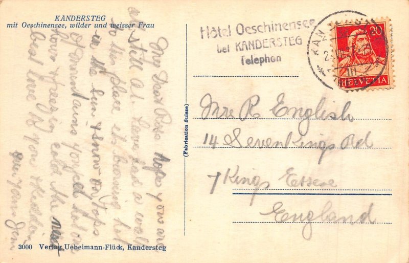 A961 Switzerland 1927 Kandersteg Oescinensee weisser Frau Mountain RPPC postcard