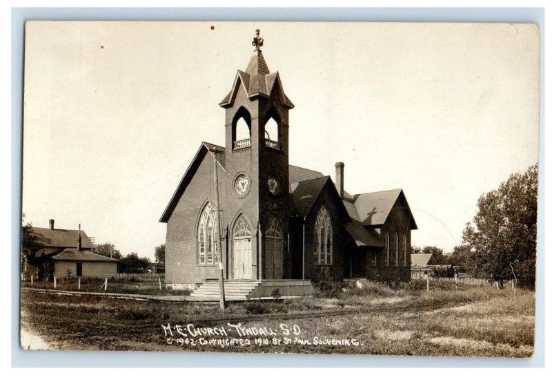 1913 M.E. Church Tyndall South Dakota SD RPPC Photo Posted Antique Postcard