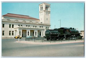 El Paso Texas TX Postcard Union Station Building Locomotive Train Exterior c1960