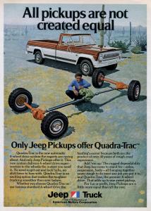 1974 JEEP Pickup Quadra Trac Vintage Retro Original Ad