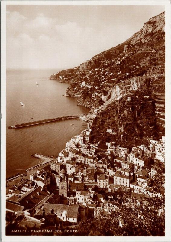 Amalfi Italy Panorama Col Porto UNUSED Real Photo Postcard D59