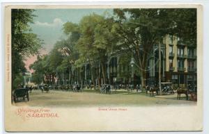 Grand Union Hotel Greetings From Saratoga Springs New York 1907c postcard