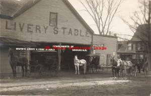 NH, Canaan, New Hampshire, RPPC, White's Livery & Feed Stable, 1913 PM