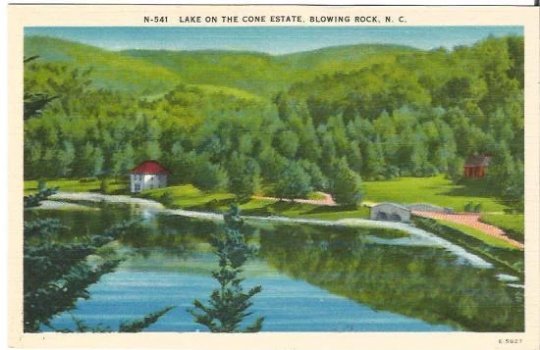 Lake on the Cone Estate Blowing Rock North Carolina Vintage Postcard Linen