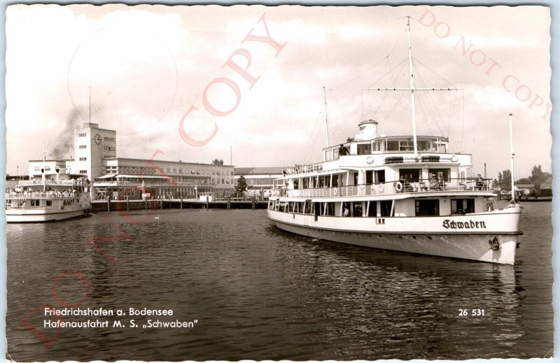 c1960s Lindau, Germany MS Schwaben Ship RPPC Lake Constance Harbor Photo A150