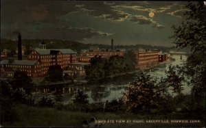 Norwich Connecticut CT Greenville Bird's Eye View by Night c1910 Postcard