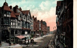 Chester, England - Looking down Bridge Street - c1908 - Vintage Postcard