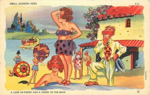 Postcard 1940s Ray Walters Sexy Woman resort Comic Humor Teich 23-5162