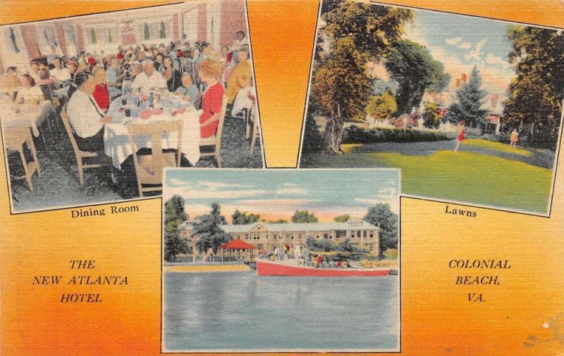 Colonial Beach Virginia The New Atlanta Hotel Vintage Postcard AA58612