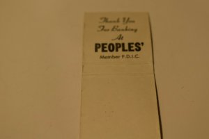 The People's Bank Antigo Wisconsin 20 Strike Gold Matchbook Cover