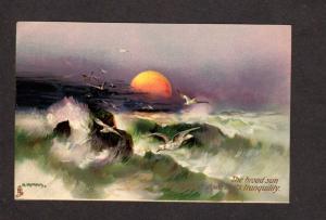 M Morris Artist Signed Sunset Tranquility Painting Art Tuck Postcard Raphael