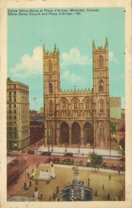 Canada Montreal Notre Dame Church and Place d'Armes Vintage Postcard 07.50