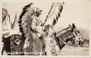 Byron Harmon 540 Stoney Indian Chief Indigenous Alberta Horse RPPC Postcard G79