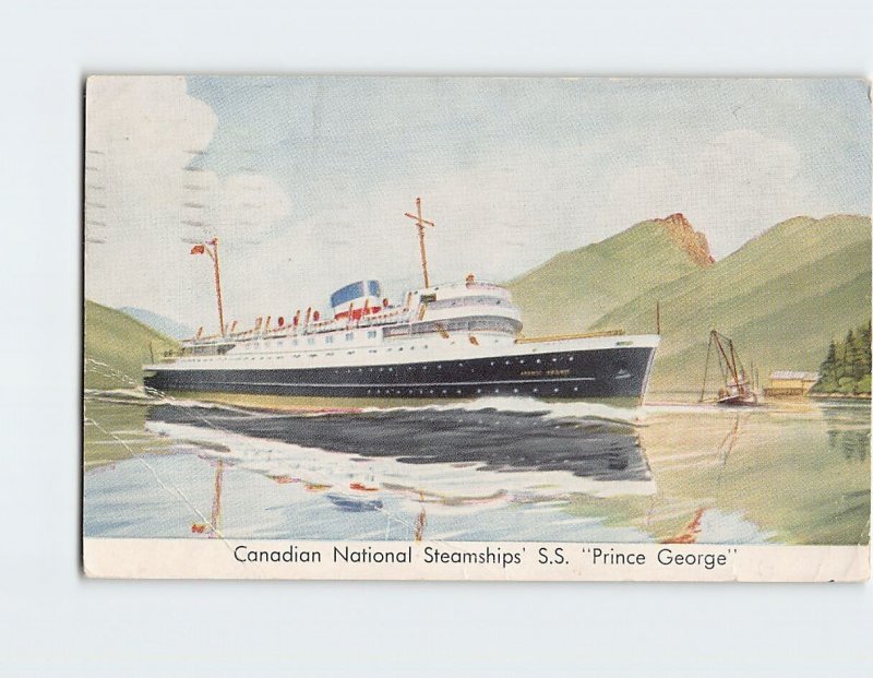 Postcard Canadian National Steamships S.S. Prince George Inside Passage