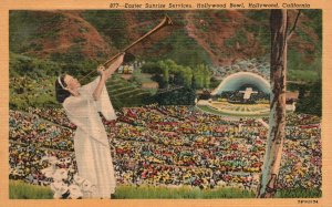 Vintage Postcard 1930's Easter Sunrise Services Hollywood Bowl Hollywood Calif.