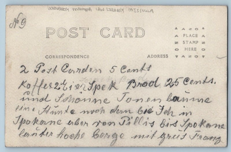 Missoula MT Postcard RPPC Photo University Of Montana Law Library c1910's Posted