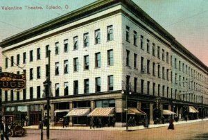 Circa 1910 Valentine Theatre Downtown Cars, Toledo, Ohio Postcard P4