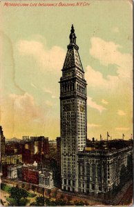 VINTAGE POSTCARD METROPOLITAN LIFE BUILDING & SURROUND NEW YORK CITY POSTED 1913