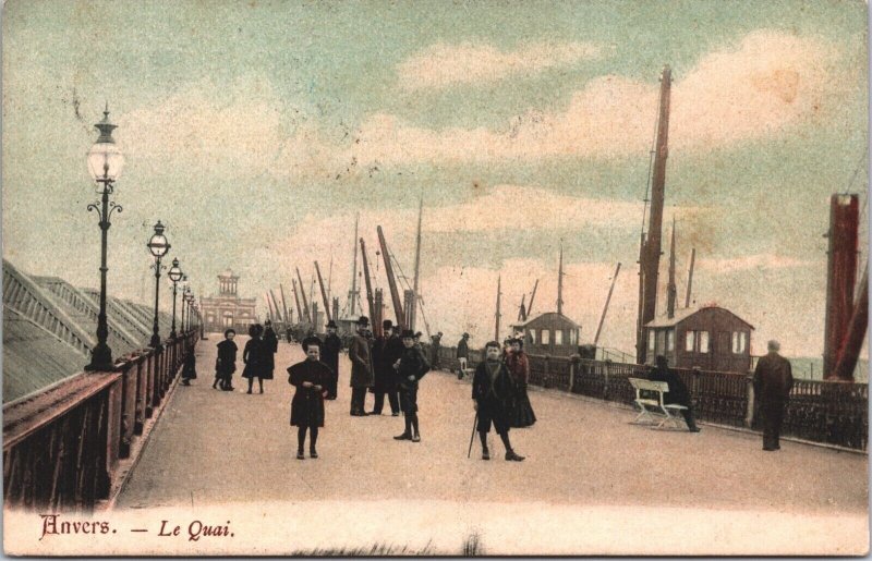 Belgium Anvers Le Quai Antwerp Vintage Postcard 04.35