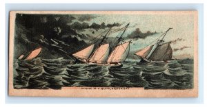 1870s-80s Boston Bay Harbor Scene Rough Seas Storm Sails Ships F147
