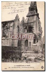 Postcard Old Army War in The North Aix-Noulette The ruins of the bell tower