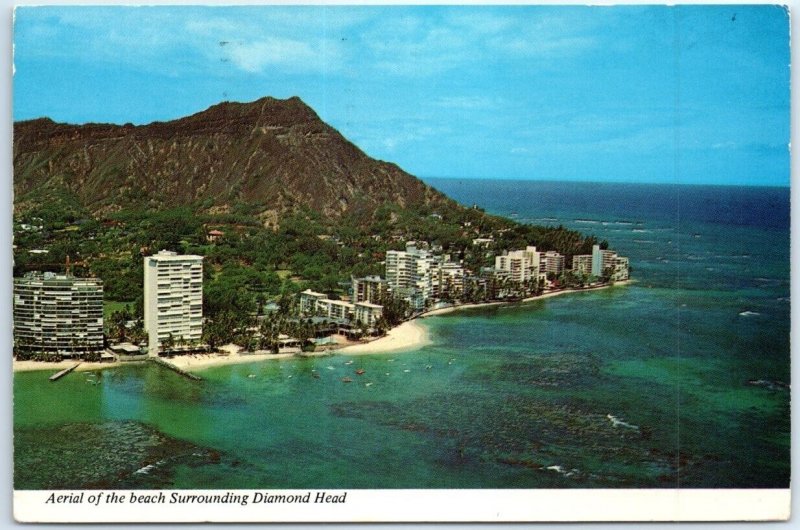 Postcard - Aerial of the the Beach Surrounding Diamond Head, Hawaii, USA