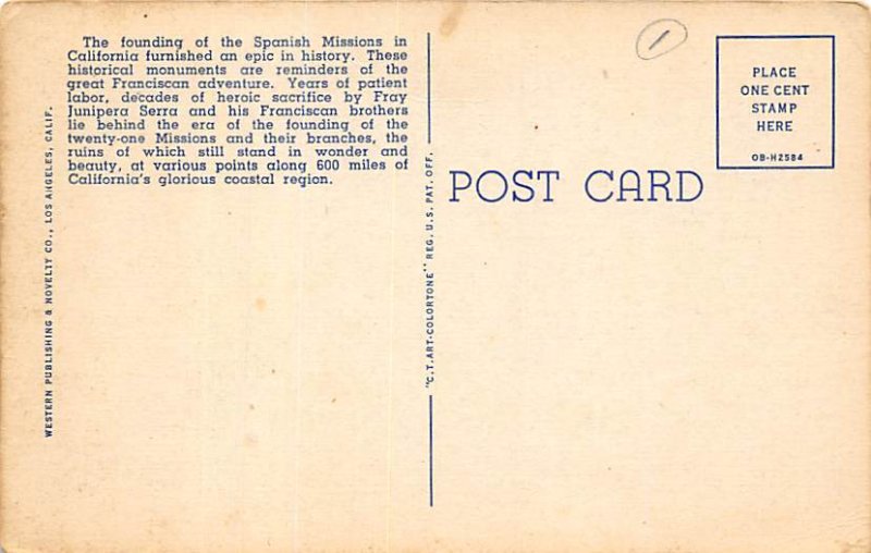 California Missions Misc California Postcard