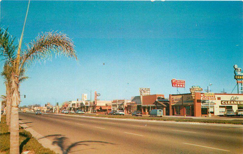 COSTA MESA CALIFORNIA 1950s Orange County Street scene Royal postcard 4703