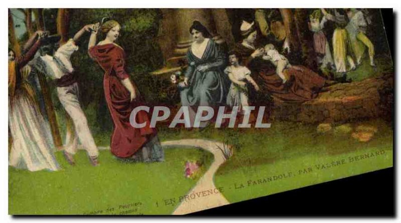 Old Postcard En Provence La Farandole By Valere Bernard
