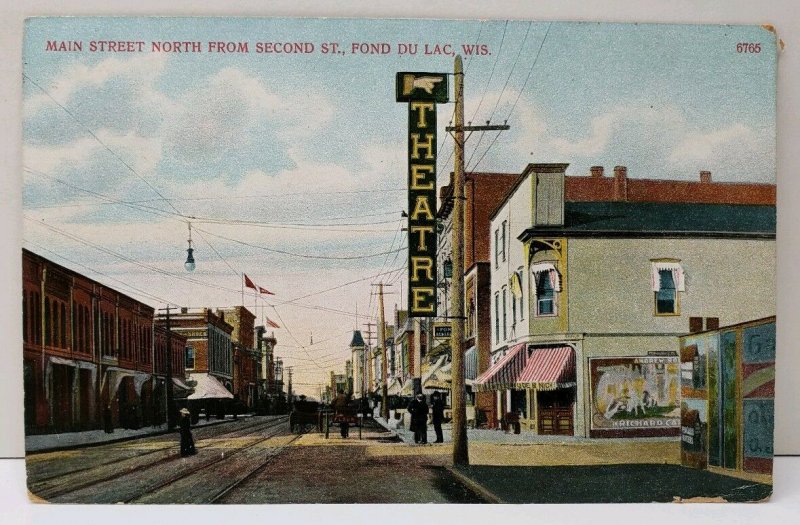 FOND DU LAC, WIS Main Street North from Second St. Postcard C2