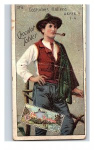 Vintage 1890's Victorian Trade Card Toblerone Swiss Chocolate - Italian Man Pipe