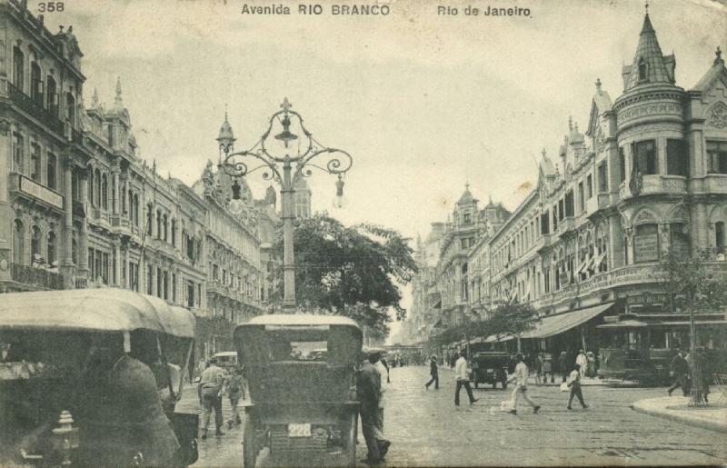 brazil, RIO DE JANEIRO, Avenida Rio Branco, Tram Car (1910s) Stamp 