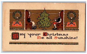 Christmas Postcard Arts Crafts Holly Berries Osceola Missouri MO 1910's Antique