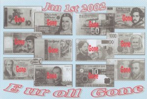 Old Money Has All Gone To Euro Notes 2002 Comic Postcard