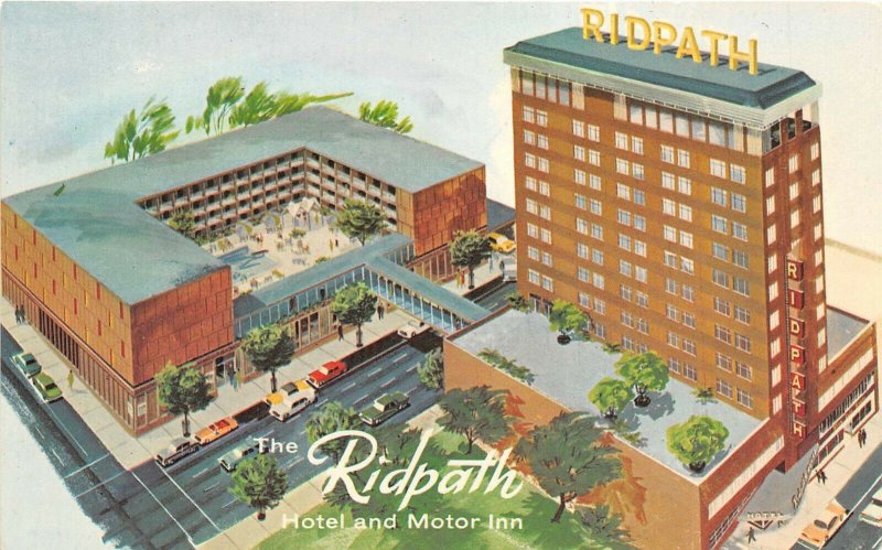 Spokane Washington 1960-70s Postcard Ridpath Hotel Artist Concept