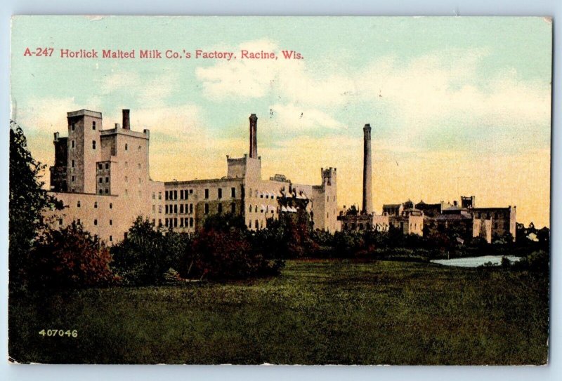 Racine Wisconsin Postcard Horlick Malted Milk Factory Field 1914 Vintage Antique