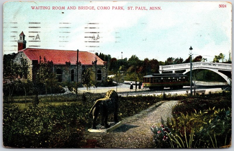 1910's Waiting Room and Bridge Como Park Saint Paul Minnesota MN Posted Postcard