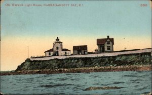 Narragansett Bay RI Rhode Island Warwick Lighthouse c1900-20s Vintage Postcard