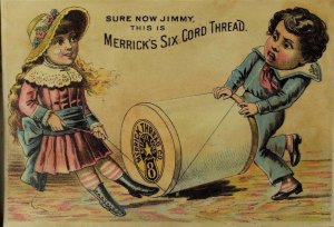 Merrick Thread Co Girl Pulling Boy's Tooth With Giant Spool Thread P38