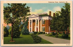 Green Tree Farm Lexington Kentucky KY Landscape Grounds Building Postcard