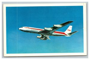 Vintage 1960's Advertising Postcard Trans World Airlines TWA Jet in Flight