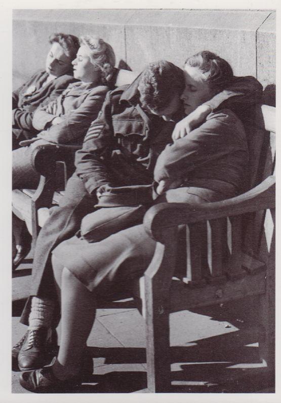 WW2 Women Soldier Soldiers Resting From VE War Victory Day Celebrations Postcard