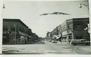 Oelwein Iowa Main Street Businesses Station Wagon RPPC Real Photo Postcard J1