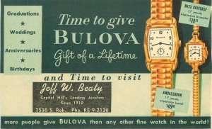 Postcard 1930s Oklahoma City Bulova watch Jewelry undivided 23-9229